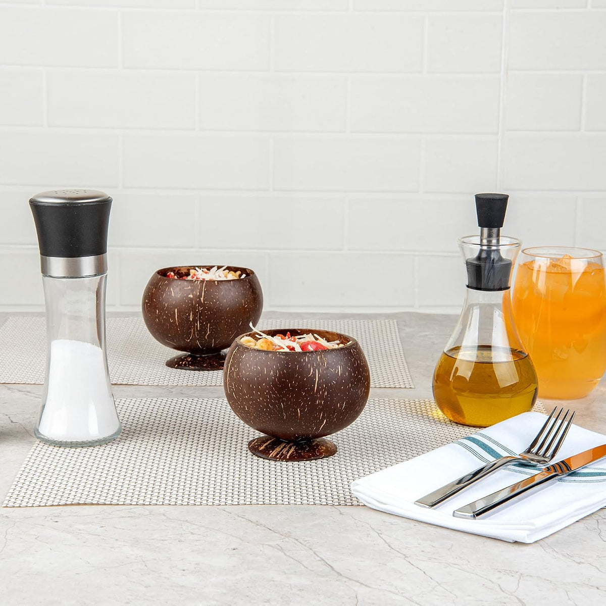 Restaurantware - Coco Casa 10 Ounce Coconut Shell Cups, 40 Mini Martini Goblets - Handmade, Polished, Coconut Shell Cocktail Tiki Cups, Hawaiian Theme For Parties, Serve Wine, Dessert, Smoothies