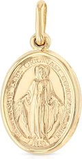 Ioka 14K Solid Yellow Gold Virgin Mary Miraculous Medal Pendant – Classic Catholic Religious Charm Jewelry for Men & Women