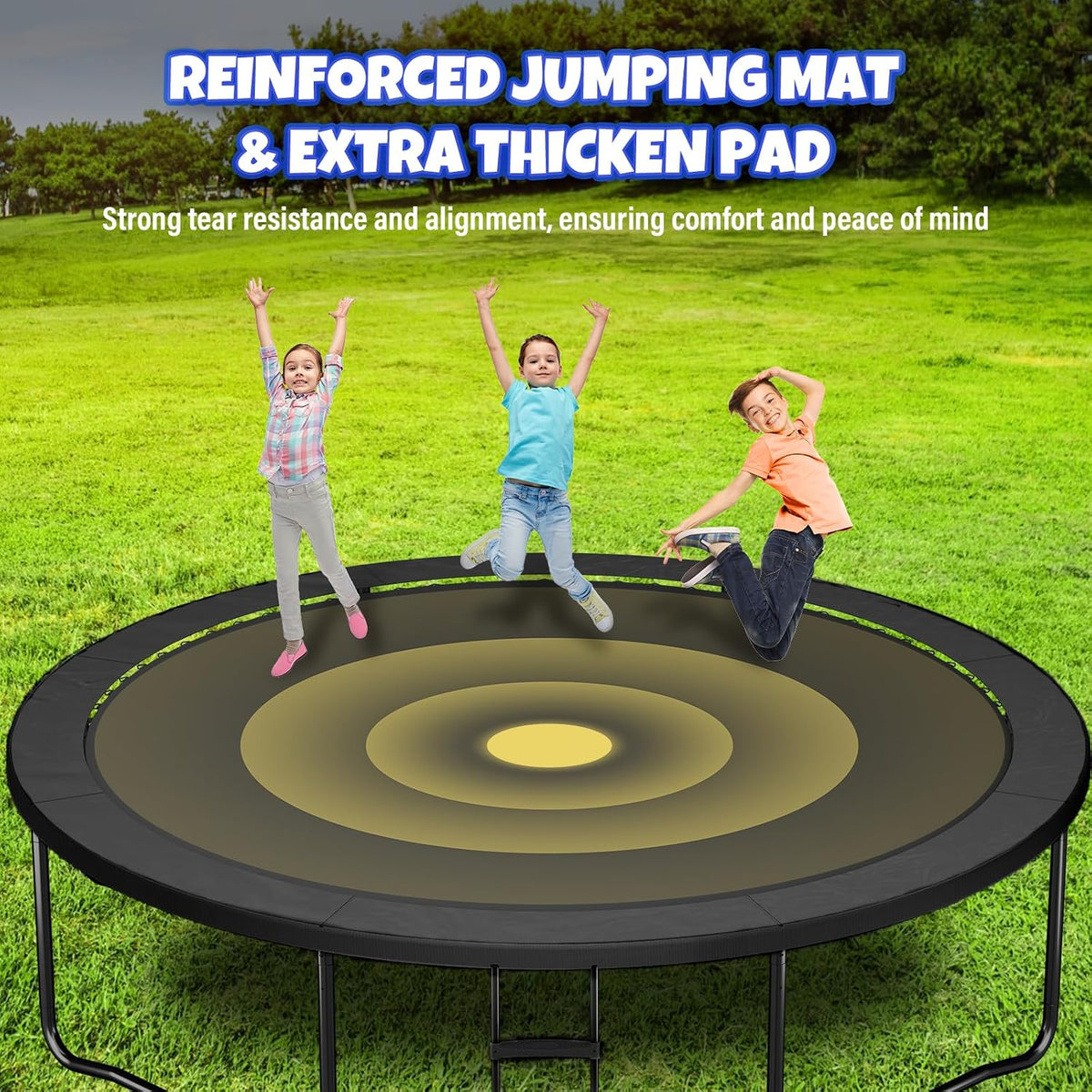 Kiivakii Trampoline 8FT 10FT 12FT 14FT 16FT, Outdoor Trampolines for Kids and Adults, Recreational Trampoline with Enclosure Net & Ladder, Round Trampolines ASTM Approved