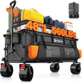 Originsure 48' L Collapsible Wagon Cart Foldable, 560lbs Weight Capacity 300L Heavy Duty Folding Beach Wagons with Big All-Terrain Wheels, Utility Carts for Groceries, Camping, Sports - Grey