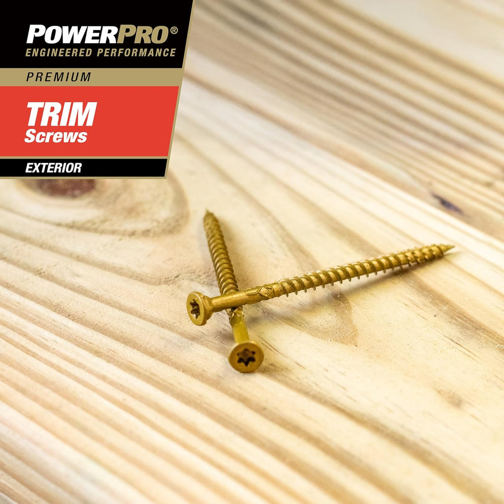 Power Pro Premium Exterior Wood Screws, #8 x 2-1/2'Inch All-Purpose Deck Screws for Outdoor Projects, T-25 Star Bit Included, Bronze, 2500 Pieces | 967886V4