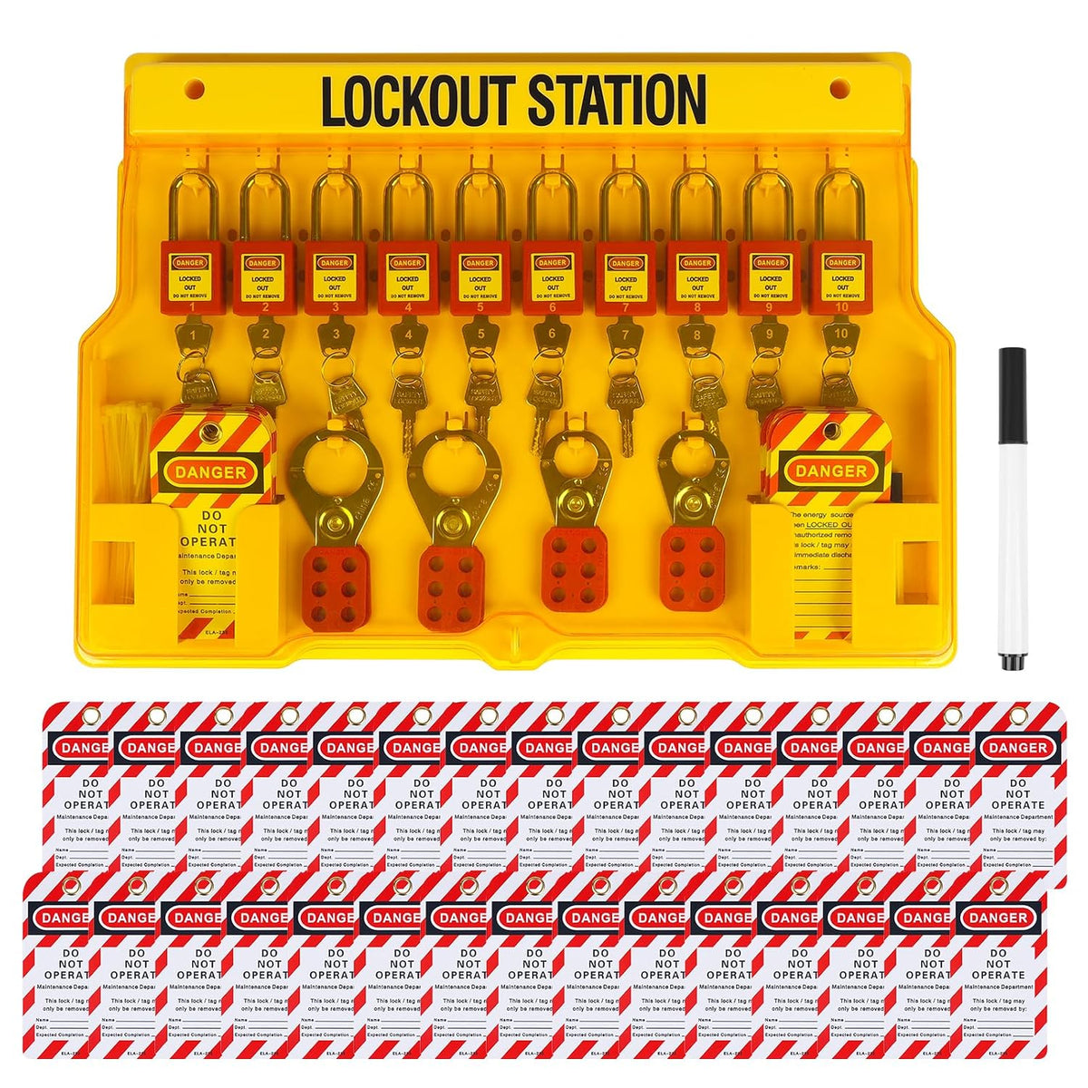 Lockout Tagout Station,Covered Group Lockout Station Lockout Tagout Kit,Loto Safty Padlock Loto Hasp Lockout Tag Lock Out Set of 76,Safety Tools for Industrial,Electric Power,Machinery Tool