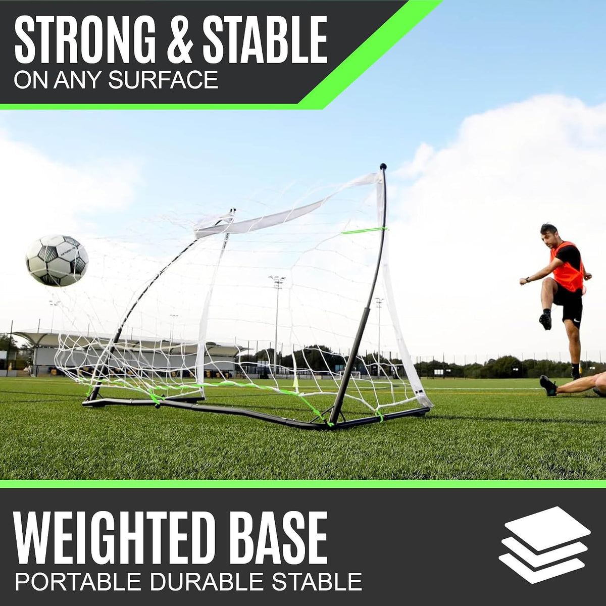 QuickPlay Kickster Elite Portable Soccer Goals - Ultra Fast Setup Weighted Training Goals for Backyard, Turf & Indoor Use - Durable Soccer Nets for Home & Team Practice