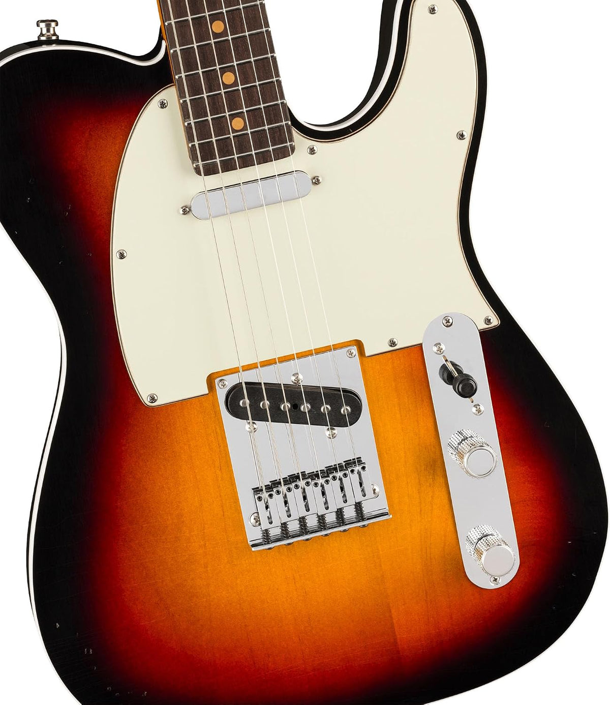 Fender American Ultra Luxe Vintage '60s Telecaster Custom, Rosewood Fingerboard - 3-Color Sunburst Bundle with Case, Hat, Strap, Cable, and Guitar Cleaning Kit