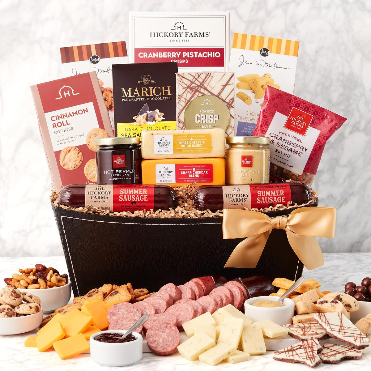 Hickory Farms Ultimate Party Meat and Cheese Gift Basket | Charcuterie Food | Summer Sausage | Father's Day | Mother's Day | Easter | Christmas | Holiday | Housewarming | Care Package