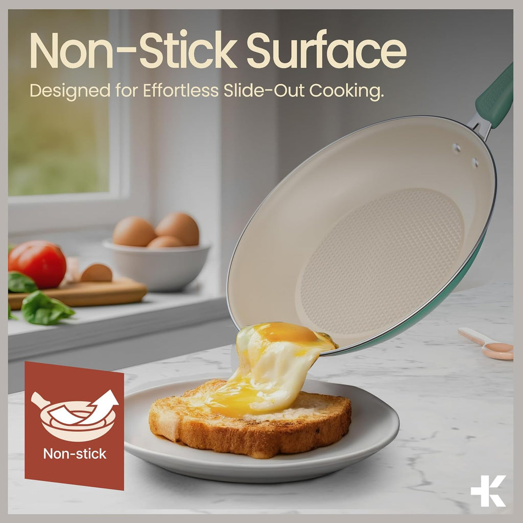 Pots and Pans Set, 22-Piece Non Stick Cookware & Bakeware Sets with Plaid Pattern, Stackable Design, Dishwasher Safe, Stain-resistant, Oven & All-Stove Safe, Tempered Glass Lid,Aqua