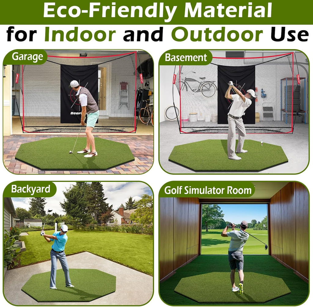 Bearwill Golf Mat 31mm, 5x4ft/5x5ft Elite Golf Hitting Mats for Practice Outdoor Indoor, High-Elasticity Artificial Turf Mat for Garage Simulator Chipping Driving Training