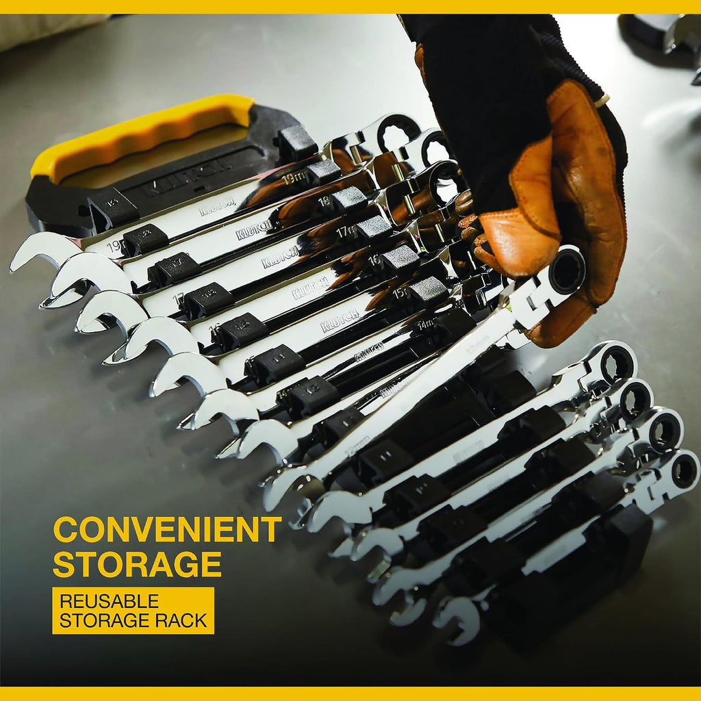 Klutch Flex Ratchet Wrench Set - 12-Pc. Metric, 8mm-19mm