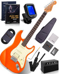 AKLOT Beginner Electric Guitar Kit: 10W Amp, Coil-Split HSS Pickups, Lesson Book, Roasted Maple Neck, Gig Bag, Tuner, Strap, Picks, Stryde Blaze Orange