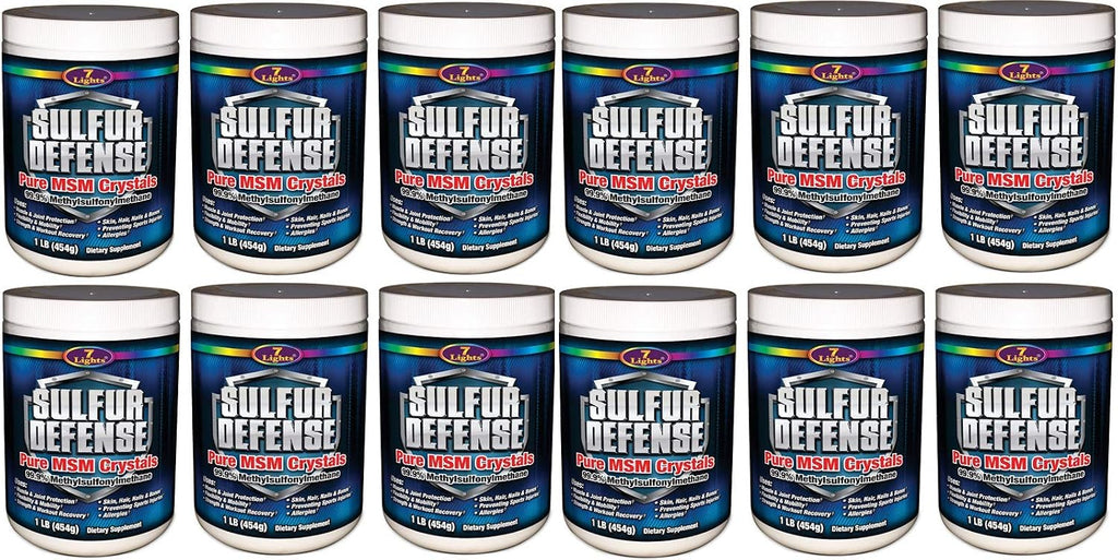7 Lights Sulfur Defense, Pure 99.9% MSM (Methylsulfonylmethane) Crystals, 1 Pound, Case Pack of 12