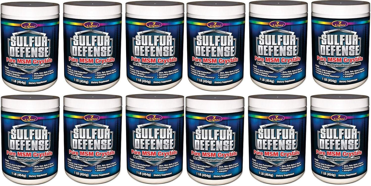 7 Lights Sulfur Defense, Pure 99.9% MSM (Methylsulfonylmethane) Crystals, 1 Pound, Case Pack of 12