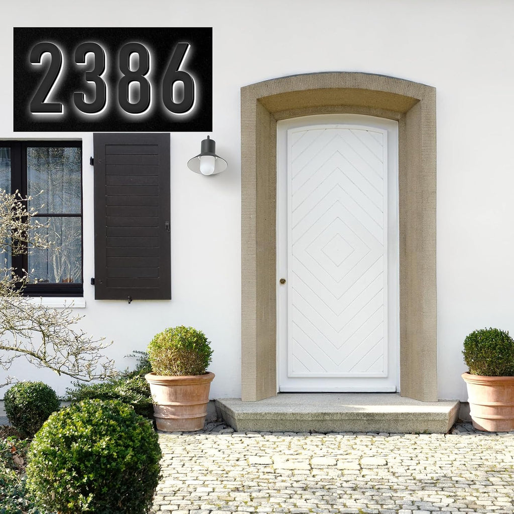Backlit LED Illuminated House Numbers For Outside, Modern Lighted Home Address Numbers For Outdoor, Waterproof Stainless Steel Lighted House Numbers Signs,18 Inch/450mm,7