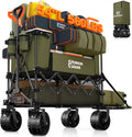 Originsure 400L Double Decker Wagon Collapsible with 54' L Tailgate, 560lbs Heavy Duty Carts Foldable, Extra Large Folding Beach Wagon with Big All-Terrain Wheels for Camping, Sports, Groceries, Green