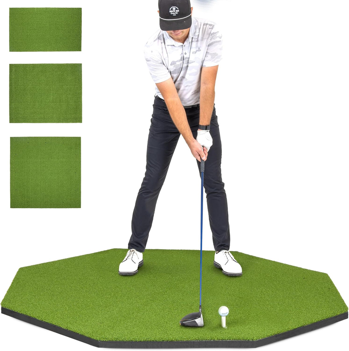 GoSports Elite Golf Hitting Mat for Indoor and Outdoor Practice - Withstands Thousands of Shots - Heavy-Duty Turf Driving Range Mats Works with Golf Simulators - Includes 3 tees - Choose Your Size
