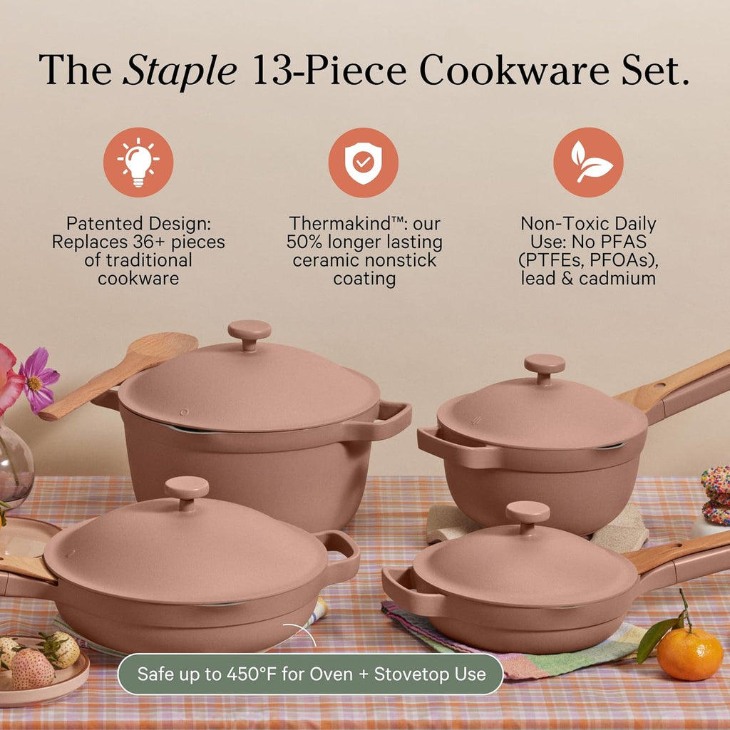 Our Place Cookware Set - 13-Piece Kit Including the Always Pan, Perfect Pot and Spatulas | Multifunctional, Toxin-Free Nonstick | Heat Safe up to 450°F | Oven, Stove, Induction Compatible | Spice