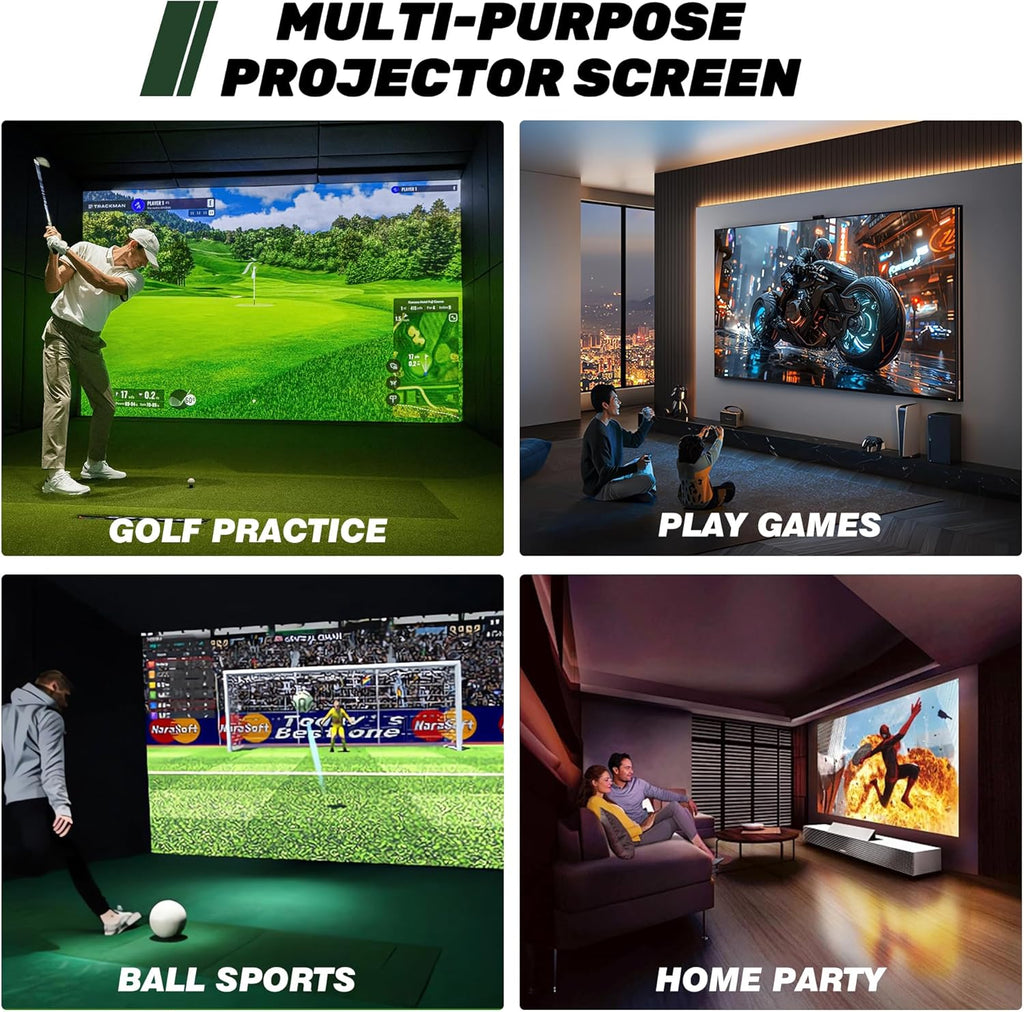 Golf Simulator Impact Screen, 3D Air Mesh Impact Screen for Golf Training Indoor/Outdoor, HD Projector Screen for Home Hitting Practice with Grommet Holes & Bungee Cords