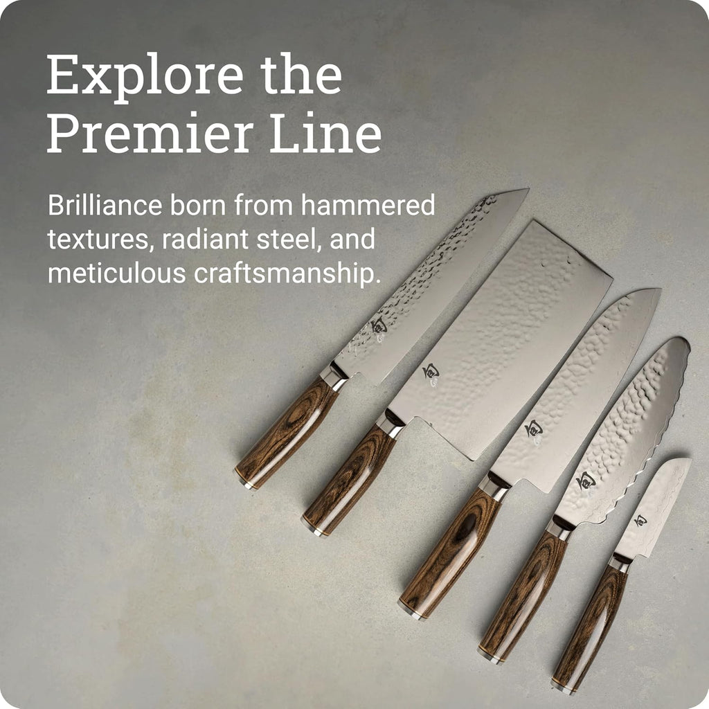 Shun Premier 6' Ultimate Utility Knife, Handcrafted Japanese Knife, VG-MAX Core with Damascus Stainless Steel Cladding, Pakkawood Handle, Precision and Sharpness for Professional and Home Chefs