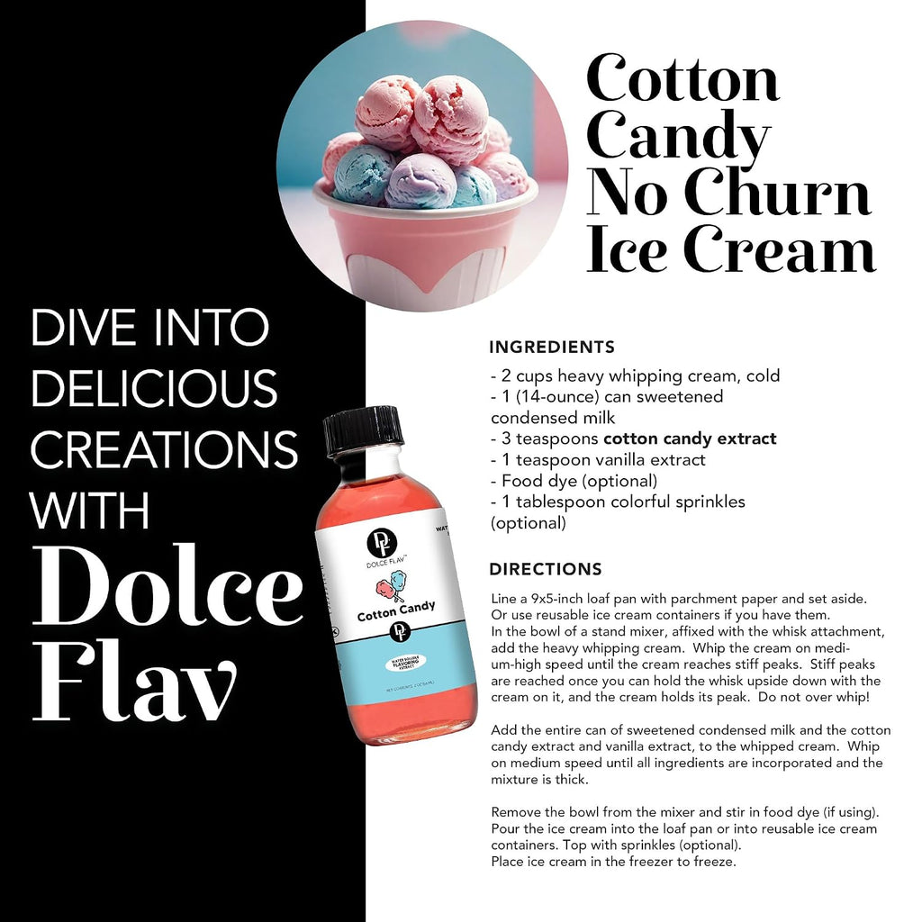 Dolce Foglia Cotton Candy Flavoring – 1 Gallon – Multipurpose Flavoring for Baked Goods, Beverages & Desserts – Intense Aroma with Low Use Rate | 0.25-0.45% (Cotton Candy, 1 Gallon)