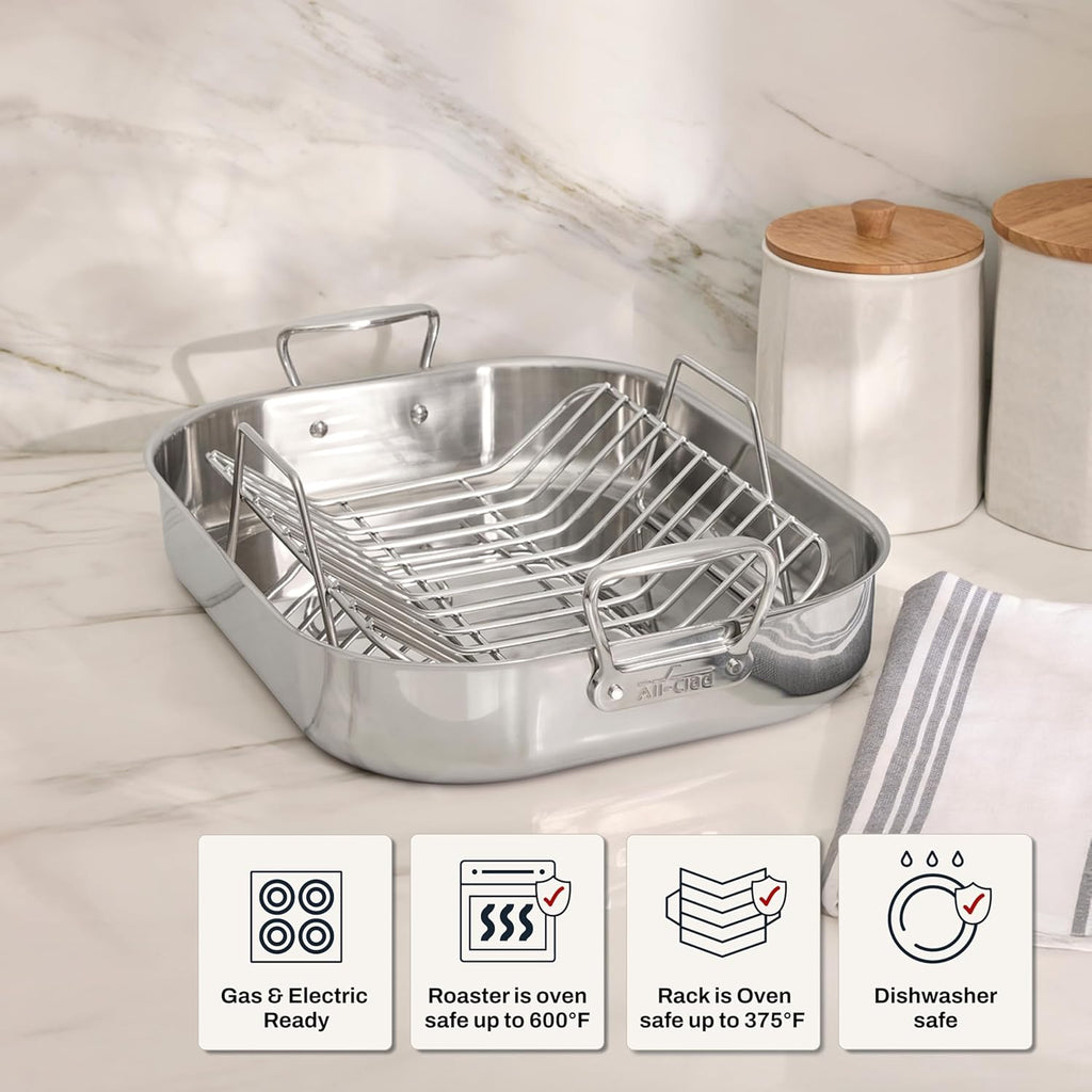 All-Clad Specialty Cookware, Stainless Steel Roaster with Rack, 14 x 18 inch
