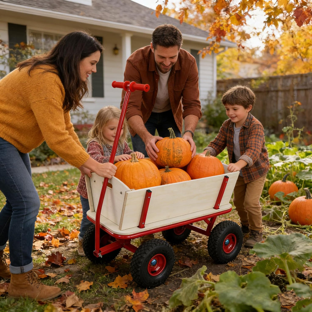 All-Terrain Stroller with Removable Wooden Side Panels, Garden Cart, Foldable Pet Stroller—Perfect for Halloween
