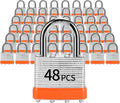Padlocks with Same Key, LQYN 48 Pcs Laminated Keyed Padlock (1-9/16', 40mm), Keyed Alike Locks, Normal Shackle, for Storage Locker, Hasp Latch, Toolbox, Sheds