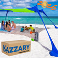 Beach Tent UPF50+ Sun Shade Canopy with Sandbags, 4 Stability Poles, Ground Pegs, Flying Disc Sand Shovel, Lightweight Sunshade Shelter, 7ft Tall for Outdoor Trips, Camping and Sports