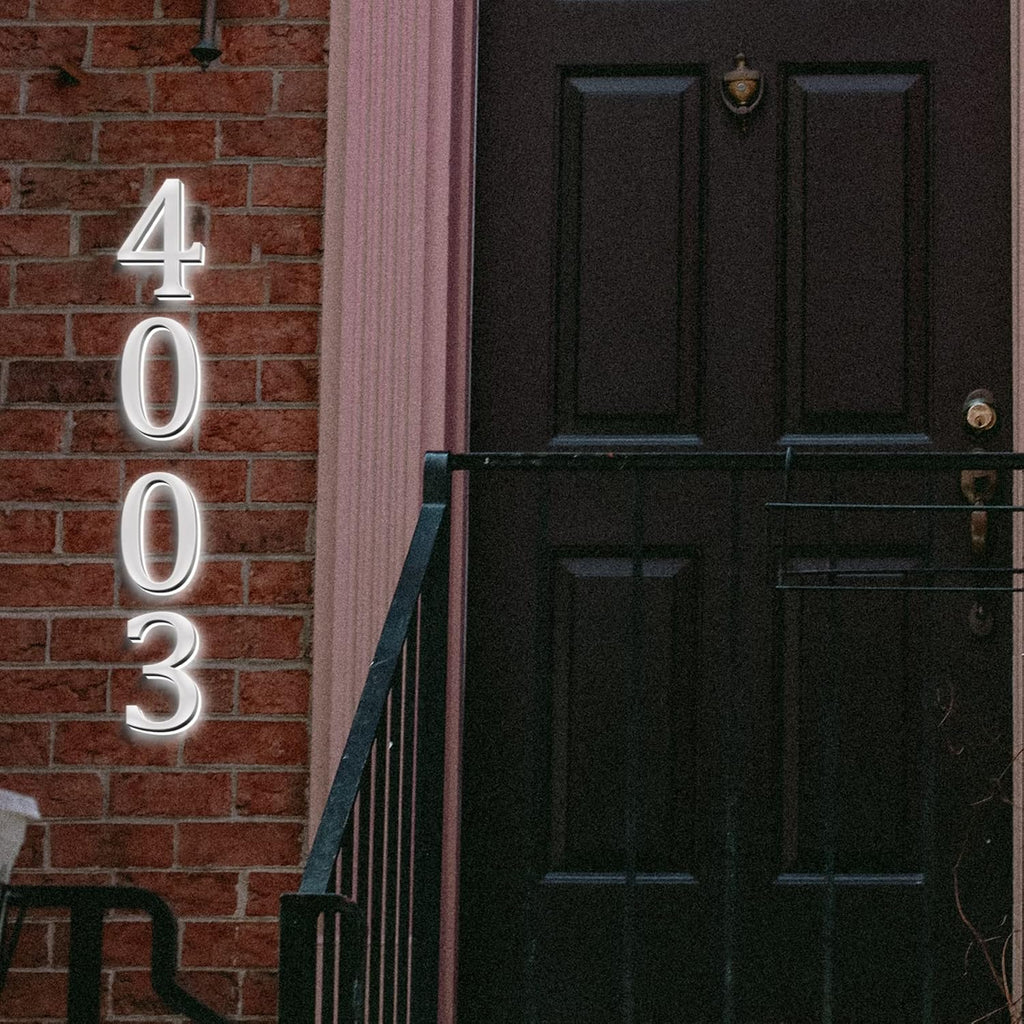Personalized Illuminated LED House Address Number For Wall 18', Metal House Sign With LED, Lighted Up House Numbers For Outside, Street Address,V