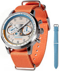 RAINTEN Chronograph Watch, Mechanical Watch for Men, Case 40mm, Seagull St19 | Stainless Steel with Genuine Leather Strap and Sapphire Crystal, Nylon Strap, Gifts- R9032, R9031B, R9031, R9031A