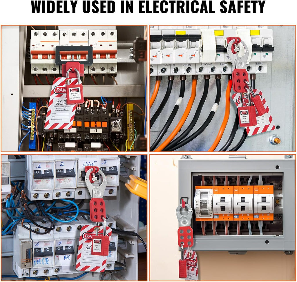 VEVOR Electrical Lockout Tagout Kit, 59 PCS Safety Lockout Tagout Station with Padlocks, Hasps, Tags, Ties, Plug Lockout, Circuit Breaker Lockouts, Valve Lockouts, Cable Lockout, Lockout Bag, Box