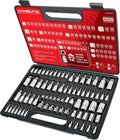 CARBYNE 74-Piece Master Torx Bit Socket Set and E-Torx Socket Set, Stubby Low Profile Super Short T10-T60, Standard T6-T70, Tamper TT6-TT70, Plus TP8-TP60, S2 Steel, Genuine Licensed Torx