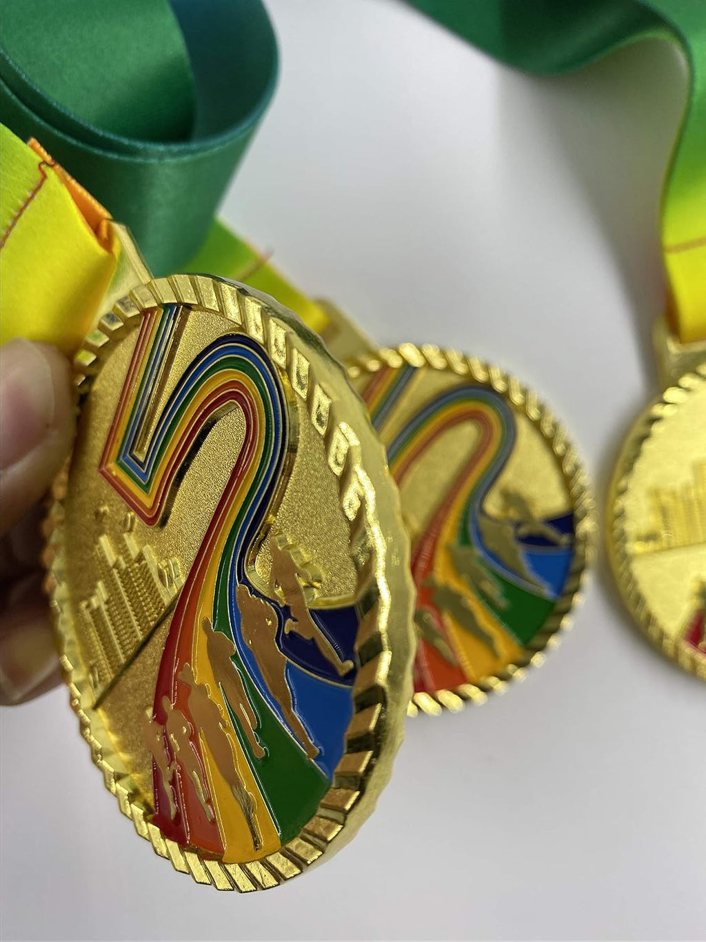 Marathon Sports Gold Award Medals Olympic Style Winner Medals with Ribbon,for Kids Competitions, Games, Party Favors (100 Pieces)