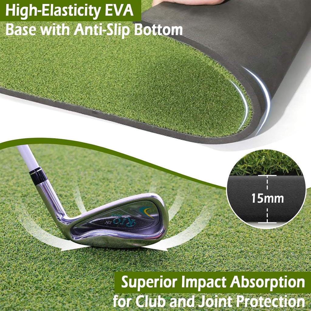 Bearwill Golf Mat 31mm, 5x4ft/5x5ft Elite Golf Hitting Mats for Practice Outdoor Indoor, High-Elasticity Artificial Turf Mat for Garage Simulator Chipping Driving Training