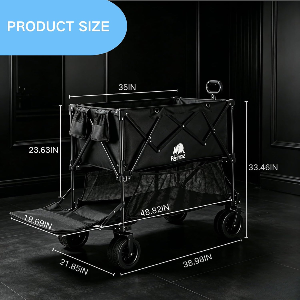 700lb Double Decker Wagon Collapsible Cart Foldable Heavy Duty Wagon Collapsible，400L,54' Extended Foldable Cart with Wheels for Camping Fishing & Outdoor Use, Beach cart，