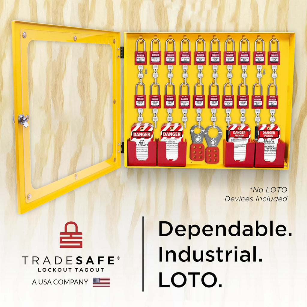 TRADESAFE Lockout Tagout Station, Lock Out Tag Out Station Unfilled - No Loto Devices Included, Wall Mount Loto Kit Cabinet, Lockout Station 22-1/2 x 18 x 3 inches