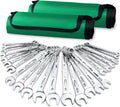 SK Combination Wrench Set, SAE 5/16' to 3/4', Metric 8 to 19mm, 23-Piece, SuperKrome Finish, Premium CR-V Construction, with Rolling Pouch