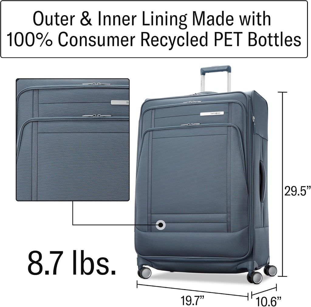 Samsonite UpLIFT Lightweight Large Checked Softside Luggage with Spinner Wheels - Expandable - Airline-Approved, Polyester Soft Suitcase for Ultra Light Travel - Elemental Blue