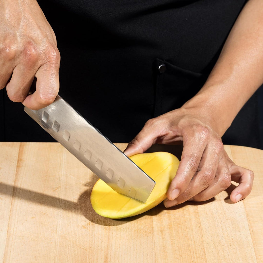HexClad 6.5 Inch Japanese Damascus Stainless Steel Nakiri Knife, Full Tang Construction, Pakkawood Handle