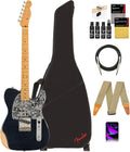 Fender Brad Paisley Esquire Telecaster - Black Sparkle Bundle with Gig Bag, Strap, Cable, and Guitar Cleaning Kit