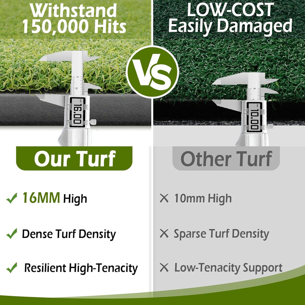 Bearwill Golf Mat 31mm, 5x4ft/5x5ft Elite Golf Hitting Mats for Practice Outdoor Indoor, High-Elasticity Artificial Turf Mat for Garage Simulator Chipping Driving Training