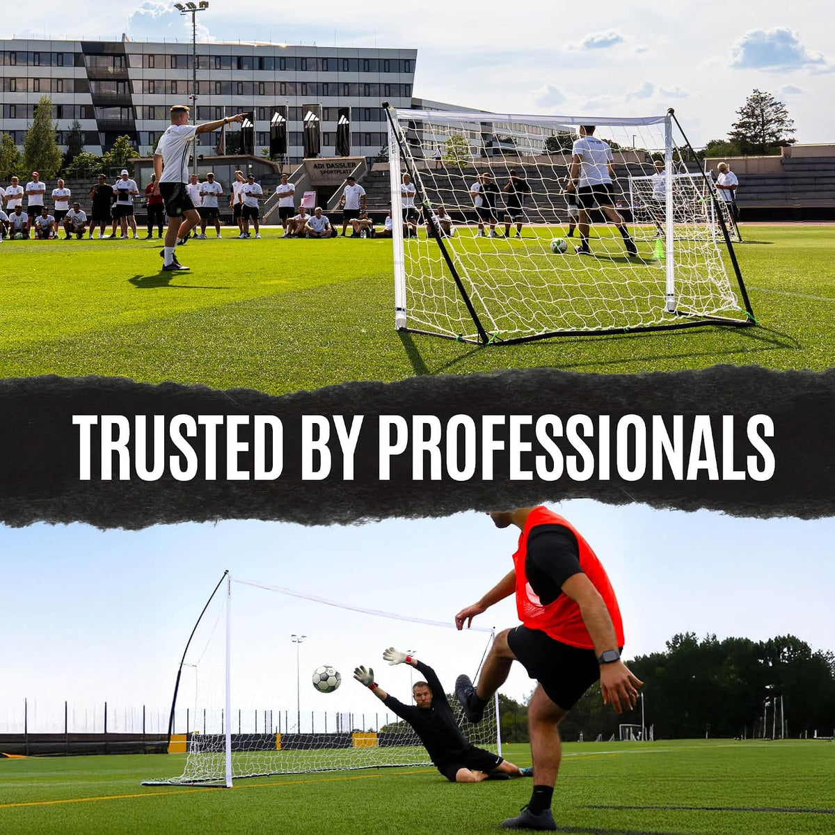 QuickPlay Kickster Elite Portable Soccer Goals - Ultra Fast Setup Weighted Training Goals for Backyard, Turf & Indoor Use - Durable Soccer Nets for Home & Team Practice