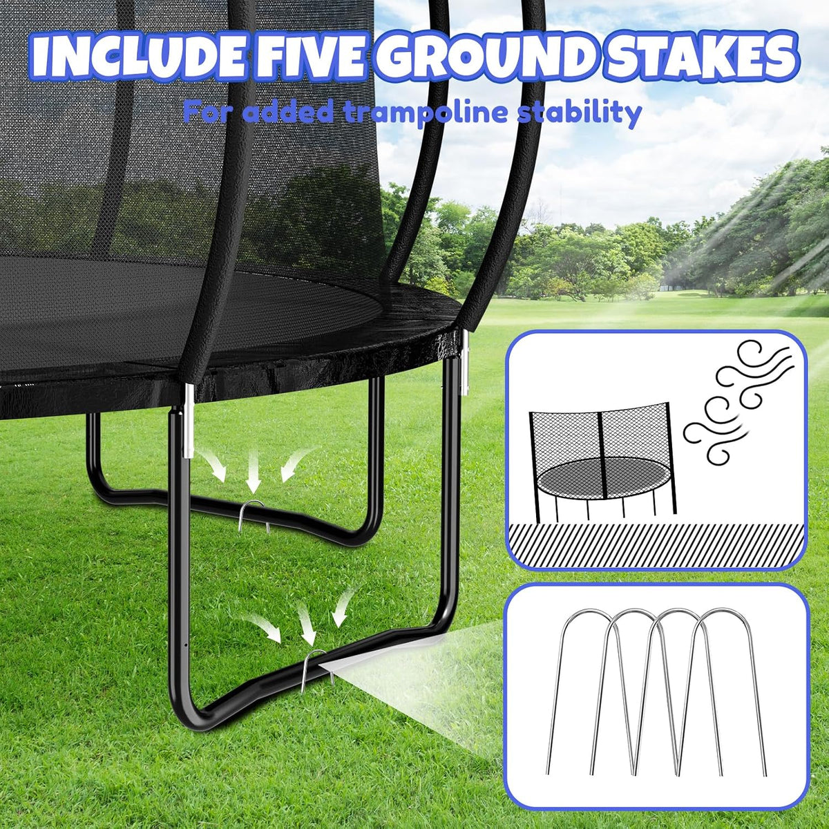Kiivakii Trampoline 8FT 10FT 12FT 14FT 16FT, Outdoor Trampolines for Kids and Adults, Recreational Trampoline with Enclosure Net & Ladder, Round Trampolines ASTM Approved