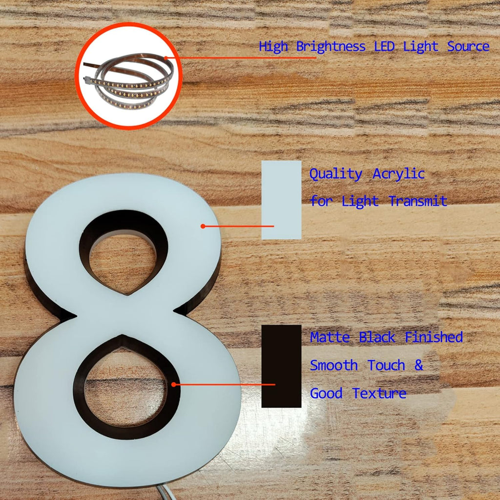 LED Address Number, Acrylic Backlit LED 3D Floating House Number, Lighted House Numbers, Illuminate LED Address Numbers For Outside, Street.,20 Inch,J