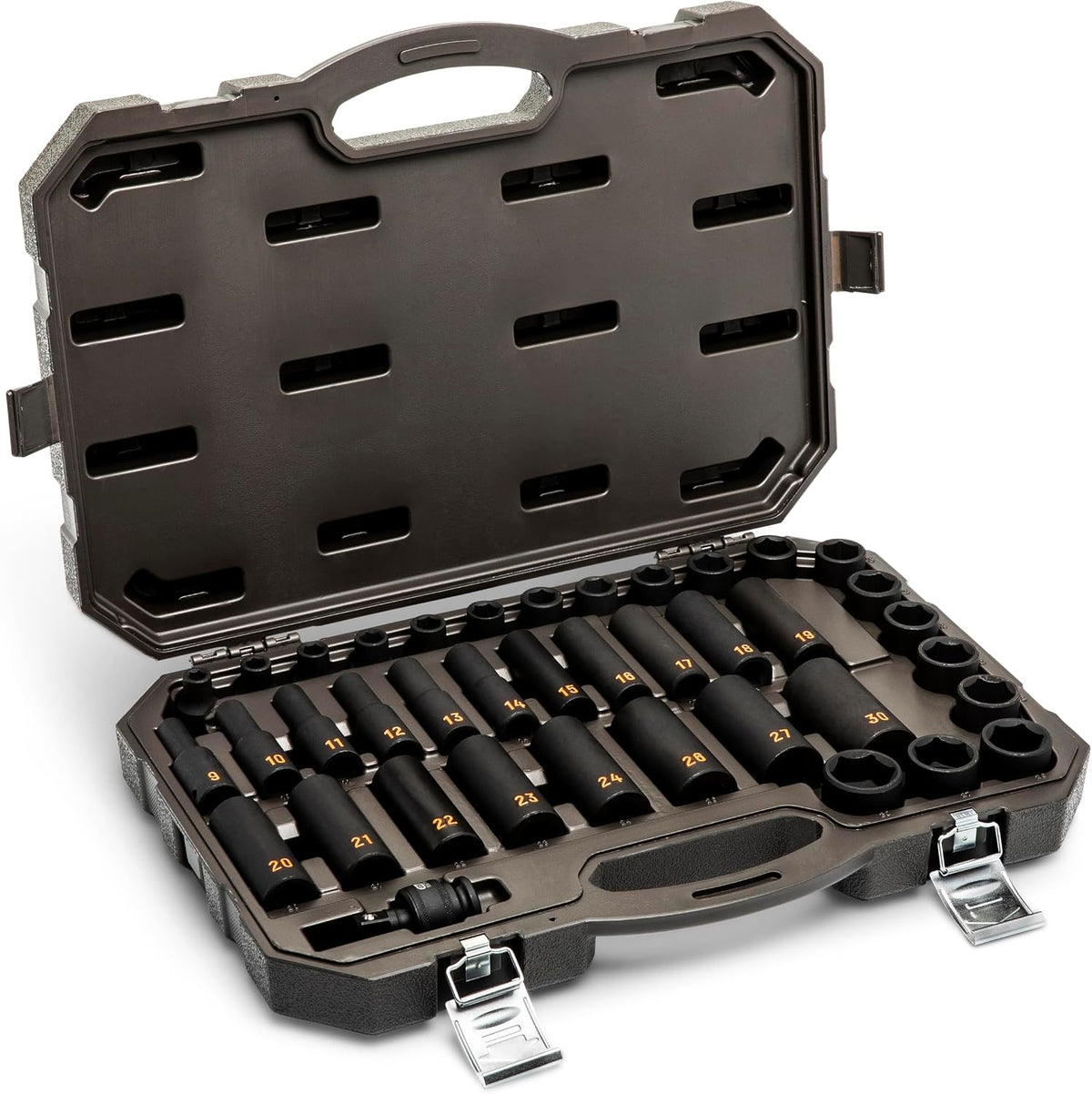 GEARWRENCH 39 Piece 1/2' Drive 6 Point Metric Hi-Viz Standard & Deep Impact Socket Set | 84948H