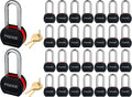 FIGODE® Large Sturdy Steel Locks with 60 Same Keys, Heavy Duty Padlock, 2-3/4' Wide, 2.7' Long Shackle Locks for Door, Gate, Storage, Fence, Shed, Latch. 30 Pack Keyed Alike