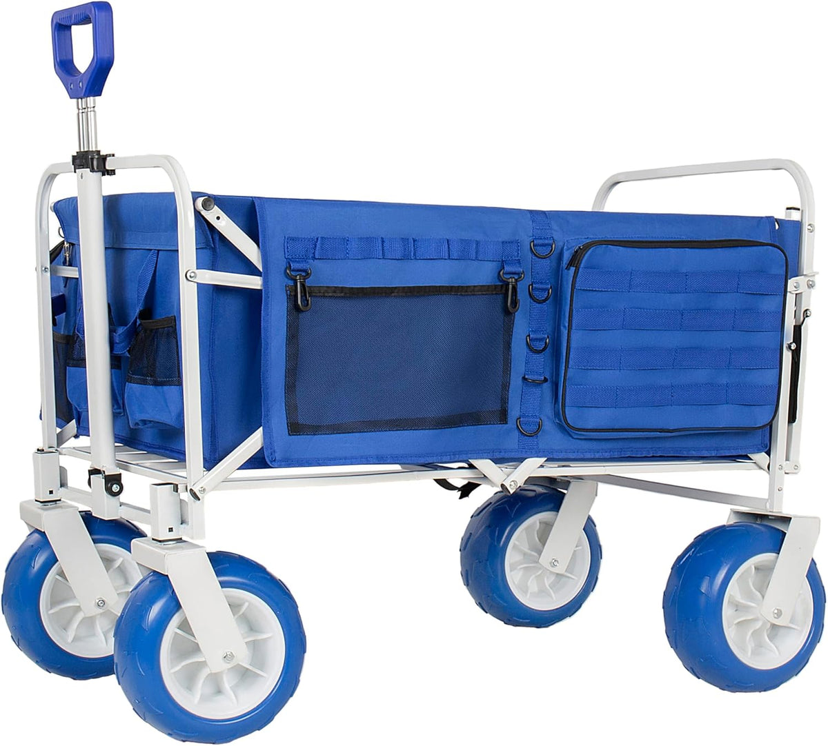 ZeHuoGe 500LBS Folding Wagon with Extendable Tailgate, Multi-Functional Wagon with 9' All-Terrain 360° Rotation Wheels, 2 Detachable Insulated Bags for Beach, Camping, Garden & Outdoor Sports