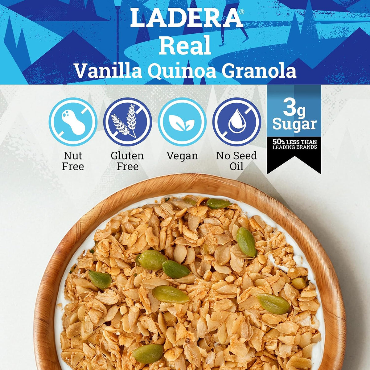 Ladera Vanilla Quinoa Granola - Nut Free Low Sugar Breakfast Cereal, Gluten Free & Vegan, Honest Ingredients, 20 LB