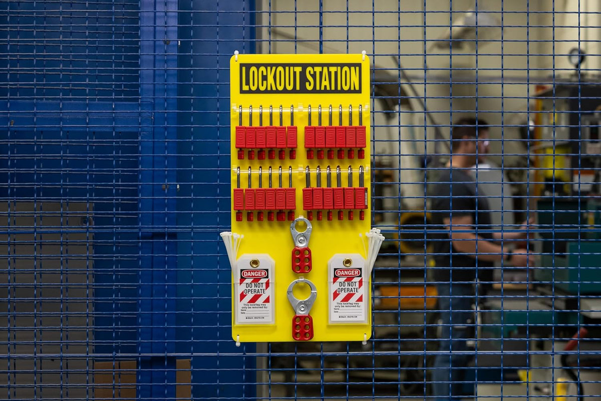 BRADY Lockout Tagout Station with Loto Devices Tag Out Kit Board Includes 24 Keyed Different Safety Lock Set, 4 Hasps for Padlocks. 30 Do Not Operate Tags for Lockout Safety Supply - 153687, Yellow