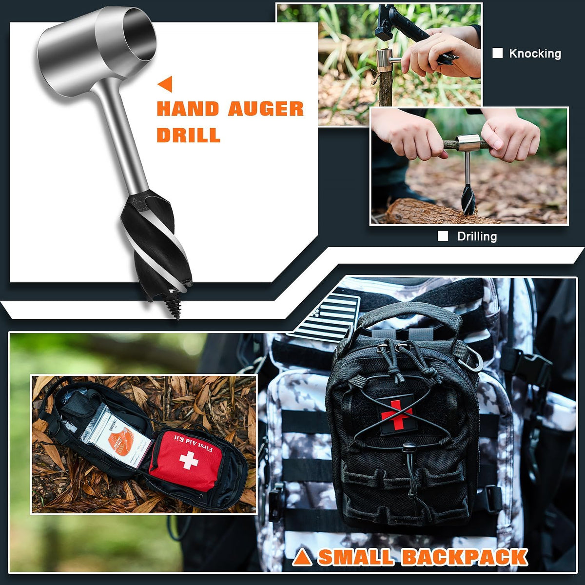 Professional Survival Gear Set - First Aid Kit and Large Camping Backpack, Camping Equipment for Adventure Outdoor Hiking Adventurers
