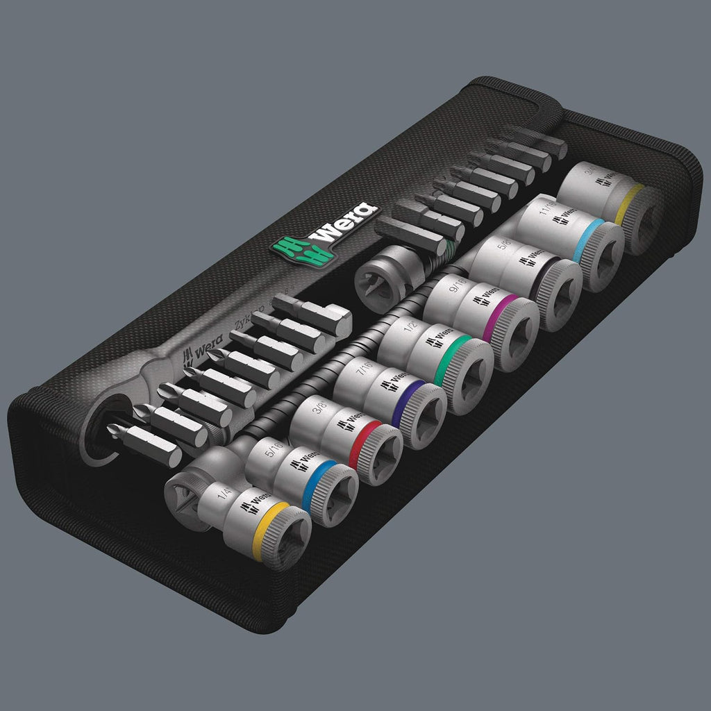 WERA 05004051001 8100 SB 11 Zyklop Imperial Metal Ratchet Set, 29 Piece, 3/8' Drive