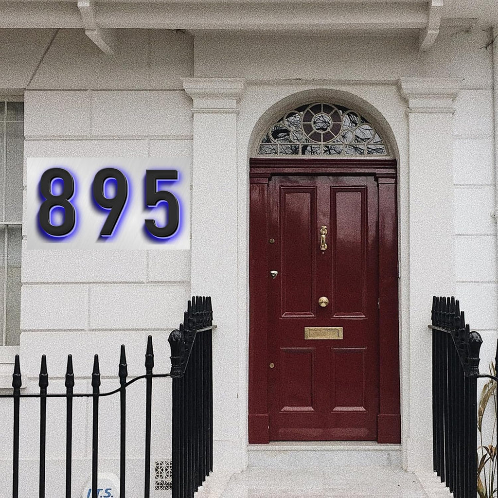 Illuminated Address Sign Plaque House Numbers LED Lighted, Stainless Steel, Modern Backlit LED Illuminated Home Address Number, Lighted House Numbers,G